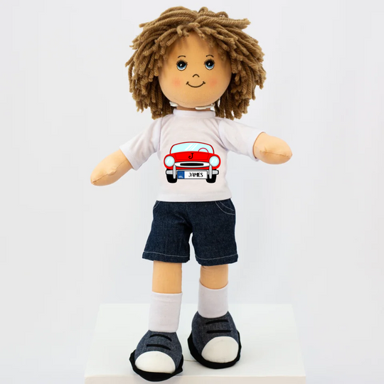 Personalised Rag Boy - Red Car