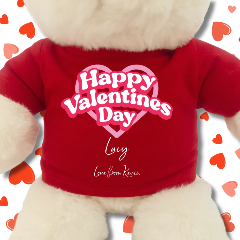 Personalised White Teddy Bear for Valentine's Day - Heart