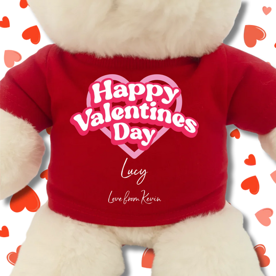 Personalised White Teddy Bear for Valentine's Day - Heart