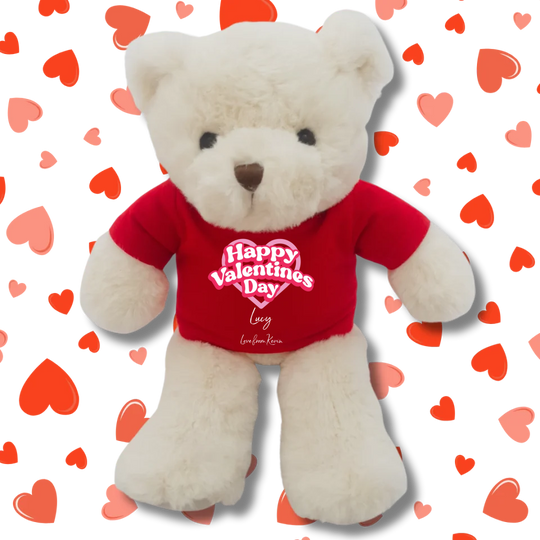 Personalised White Teddy Bear for Valentine's Day - Heart