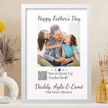 Personalised Father's Day Framed Print - Scan the Code to Play the Song!