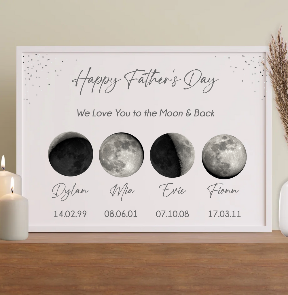 Personalised Framed Print for Family - Moons