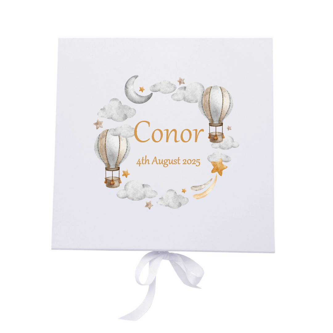 Personalised Keepsake Box for Baby Boy - Balloons