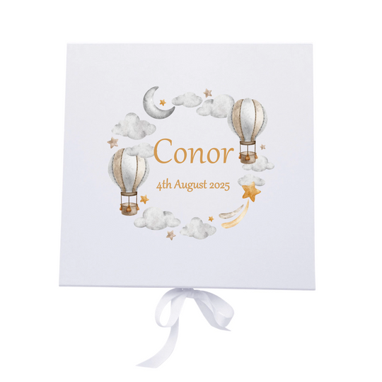 Personalised Keepsake Box for Baby Boy - Balloons