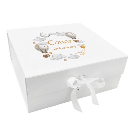 Personalised Keepsake Box for Baby Boy - Balloons