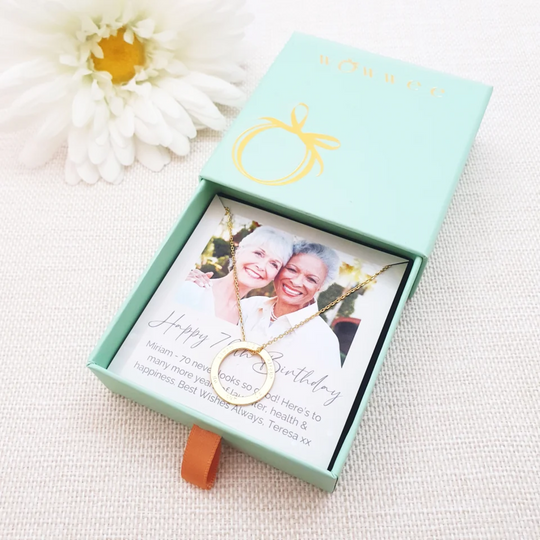 Personalised Birthday Photo Gift Card & Gold Necklace in Jewellery Box - Glitter
