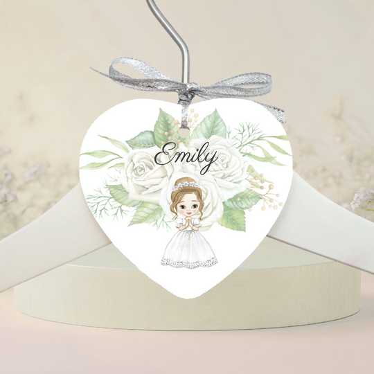Personalised Heart Ornament & Hanger for Communion Girl Dress