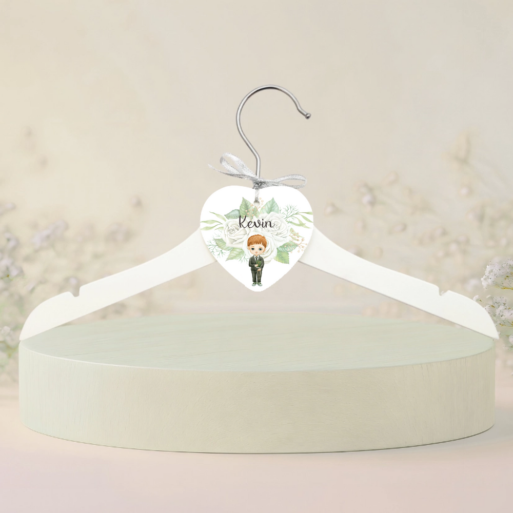 Personalised Heart Ornament & Hanger for Communion Boy Suit