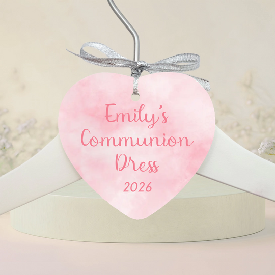 Personalised Heart Ornament & Hanger for Communion Girl Dress - Watercolour
