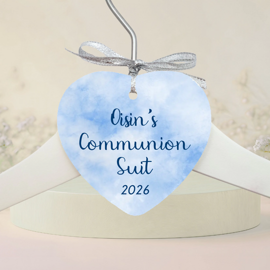 Personalised Heart Ornament & Hanger for Communion Boy Suit - Watercolour