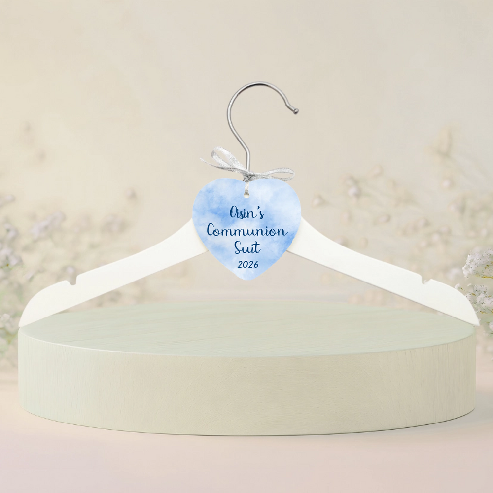 Personalised Heart Ornament & Hanger for Communion Boy Suit - Watercolour