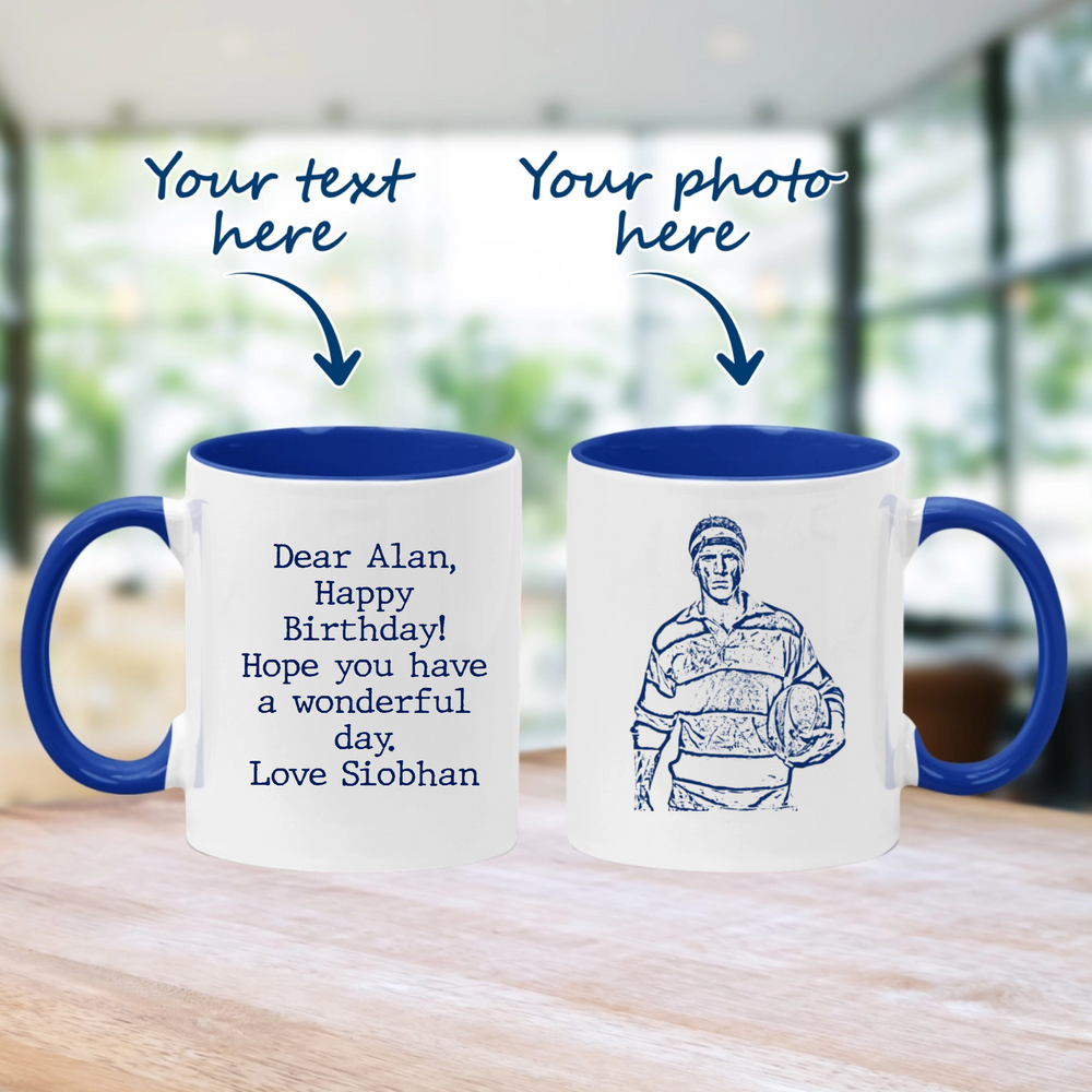 Personalised Mug for Any Occasion with Portrait Sketch Effect - Add Your Own Image & Text