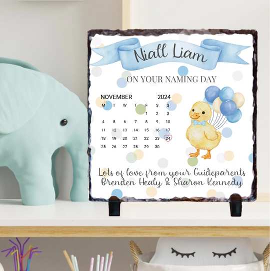 Personalised Naming Day Slate for Boys - Duck
