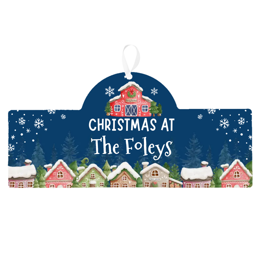 Christmas Hamper for Families filled with Personalised Door Plaque, Festive Candle, Butler's Chocolate & Cosy Throw Blanket