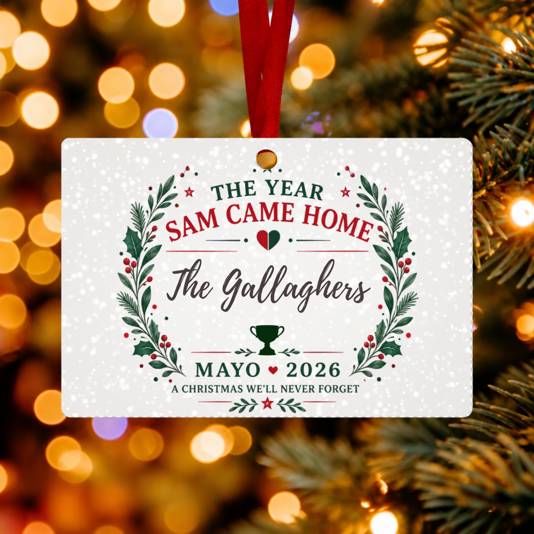 Personalised Christmas Mayo Ornament - Straight Rectangle - Sam Came Home