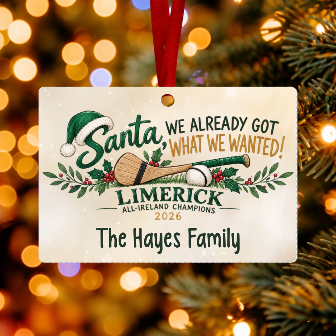 Personalised Christmas Limerick Ornament - Straight Rectangle - Santa