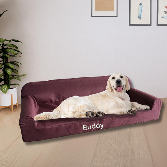 Personalised Pet Bed - Large - Plum Paws Burgundy