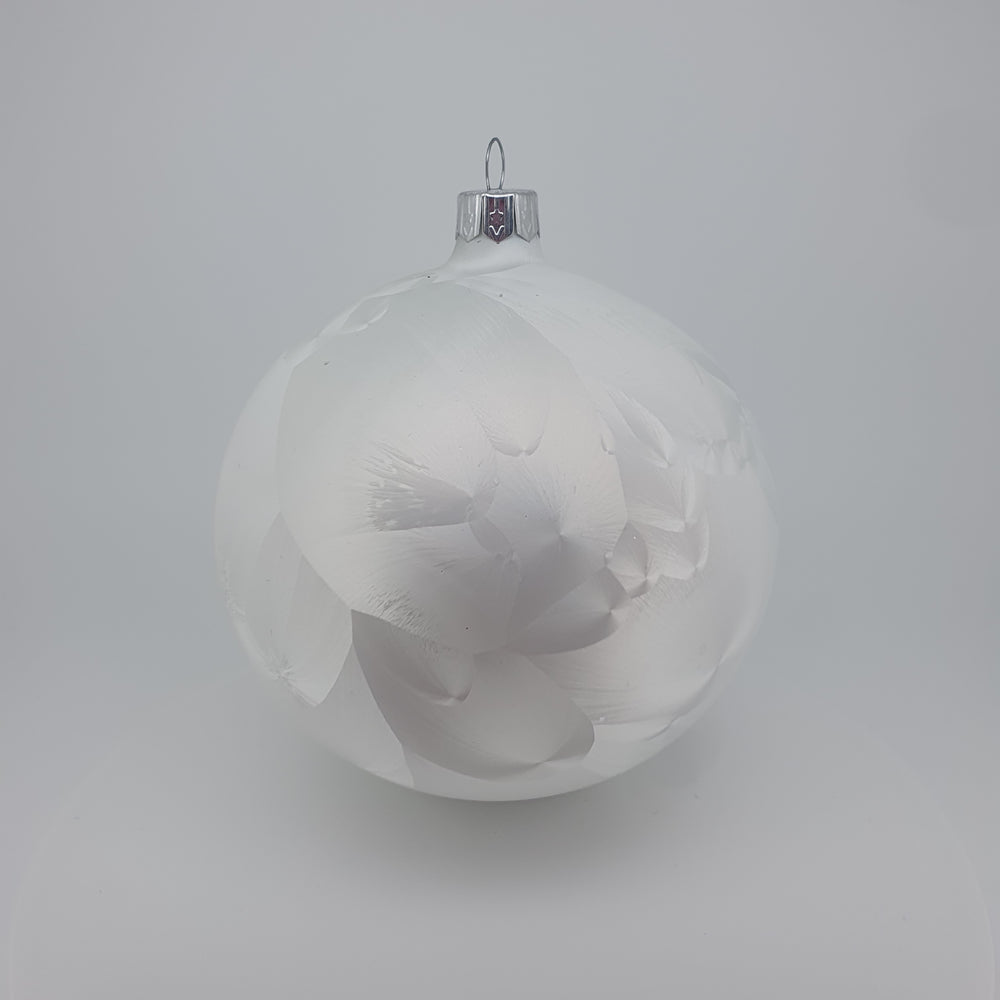 White Ice Glass Christmas Tree Bauble Decorations - Unpersonalised - Pack of 4