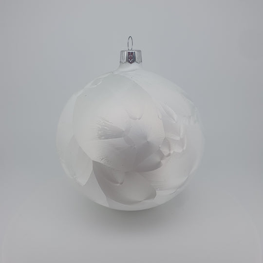 White Ice Glass Christmas Tree Bauble Decorations - Unpersonalised - Pack of 4