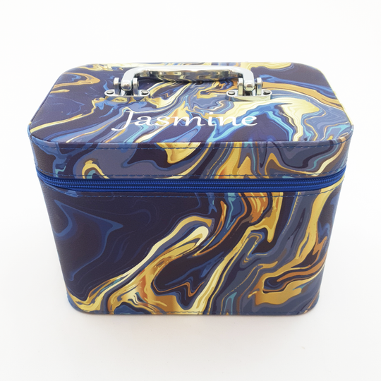 Personalised Vanity Case with Dove Gift Set - Blue & Gold Marble