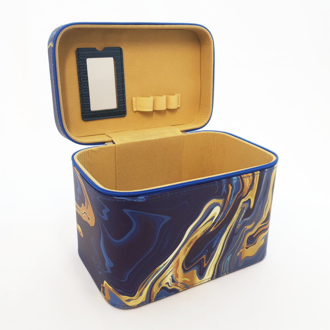 Personalised Vanity Case with Dove Gift Set - Blue & Gold Marble