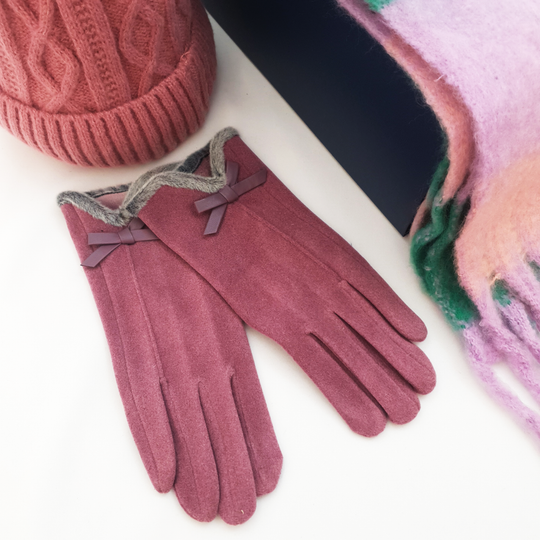 Ladies Scarf, Hat & Gloves in Luxury Gift Box - Pink & Green