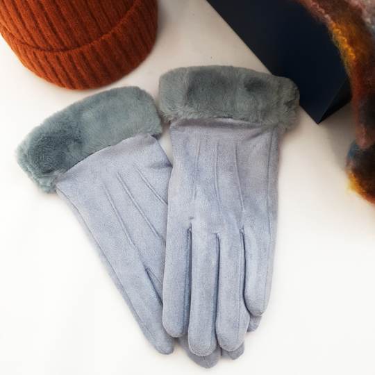 Ladies Scarf, Hat & Gloves in Luxury Gift Box - Rust & Grey