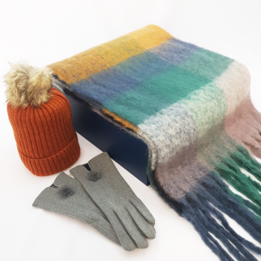 Ladies Scarf, Hat & Gloves in Luxury Gift Box - Multicoloured