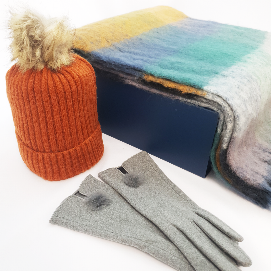 Ladies Scarf, Hat & Gloves in Luxury Gift Box - Multicoloured