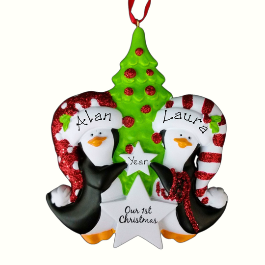 Personalised Christmas Ornament - Penguins 1st Christmas