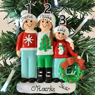 Personalised Christmas Ornament - Ugly Christmas Jumpers Family 3