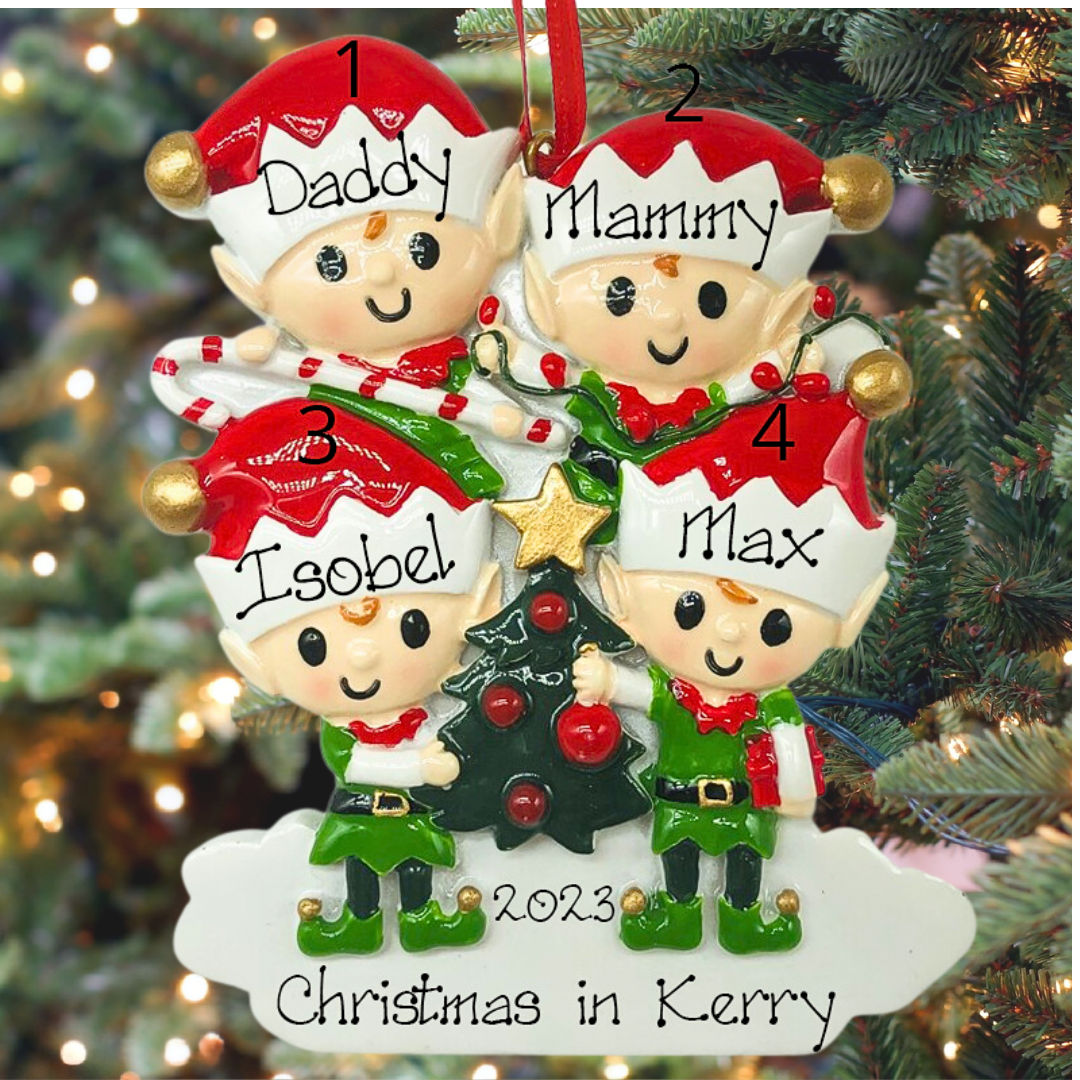 Personalised Christmas Decorations - Happy Elves 4 NEW