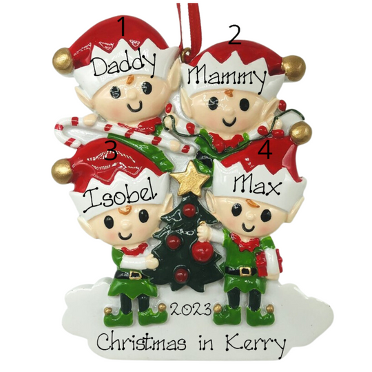 Personalised Christmas Decorations - Happy Elves 4 NEW