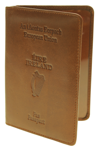 Personalised Irish Passport Holder - Top Unisex Gift 2023 - Tan Colour