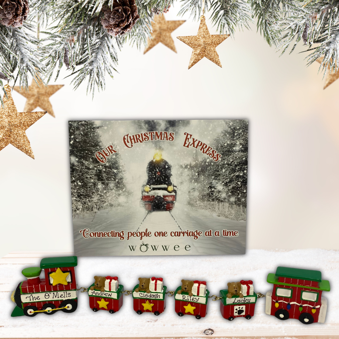 Personalised Linking Train 4 Carriages in 'Our Christmas Express' Gift Box