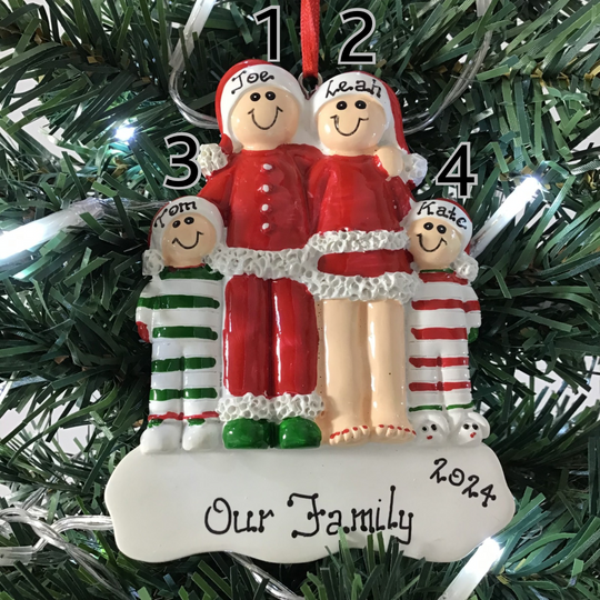 Personalised Christmas Ornament - Festive Family 4 NEW