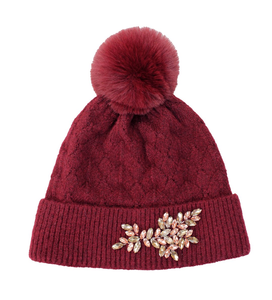 Ladies Diamante Hat in Luxury Gift Box - Burgundy