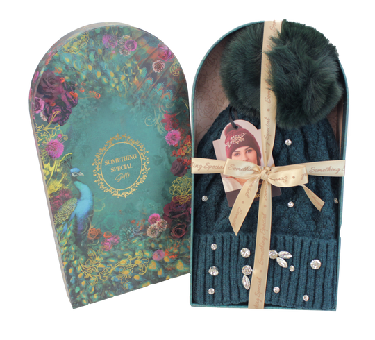 Ladies Diamante Hat in Luxury Gift Box - Teal