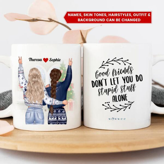 Personalised Christmas Mug - Besties Together