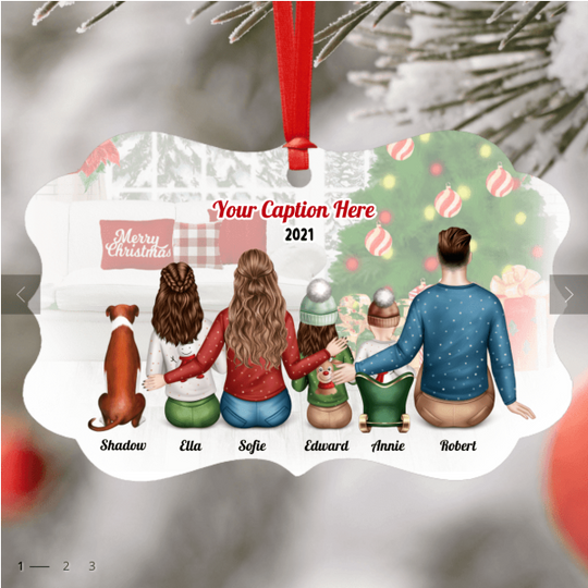 Personalised Christmas Family with Dog - Choose Your Family Size