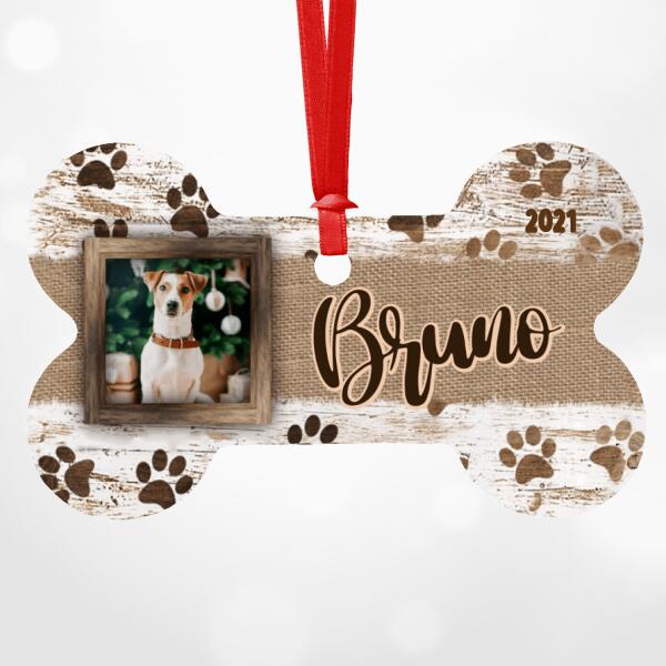 Personalised Dog Bone Christmas Ornament - Upload Your Own Photo