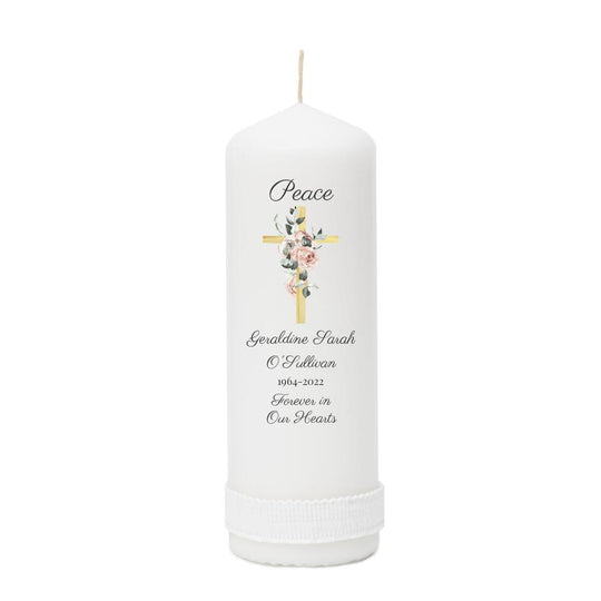 Personalised Memorial Candle - Floral Cross