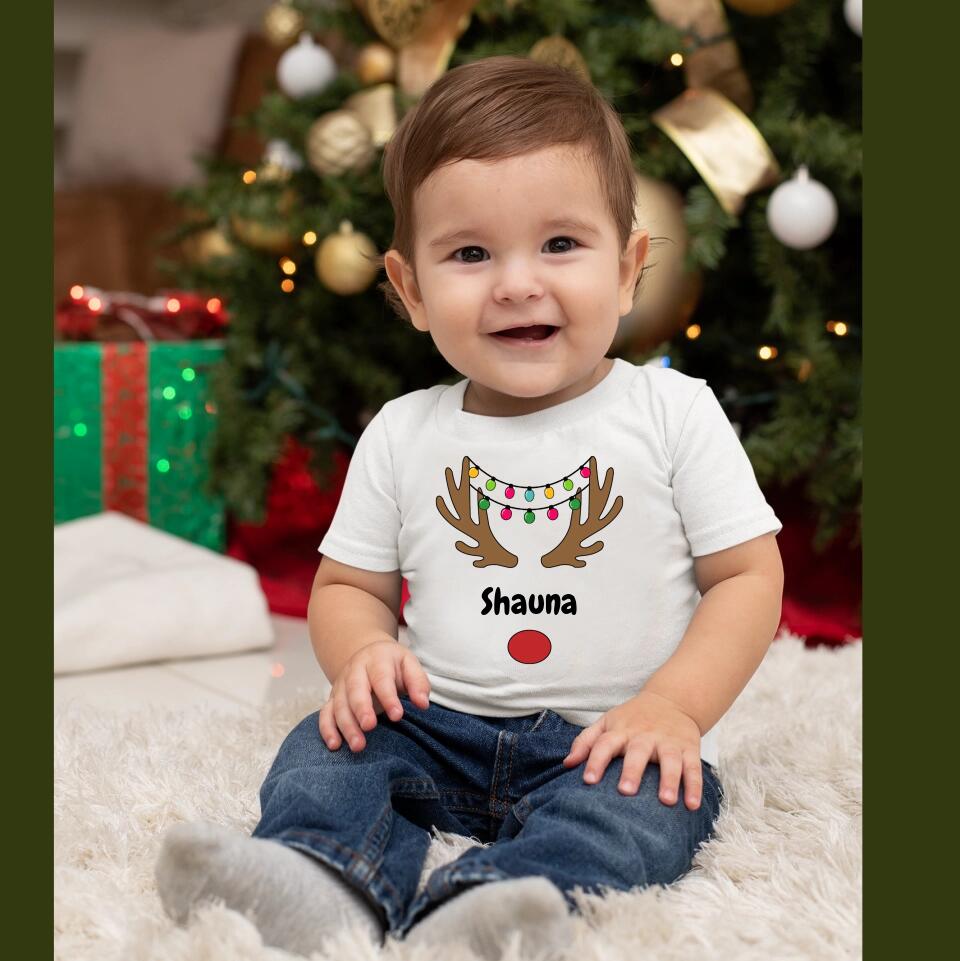 Personalised Christmas T-Shirt for Children - Rudolf the Red Nose Reindeer