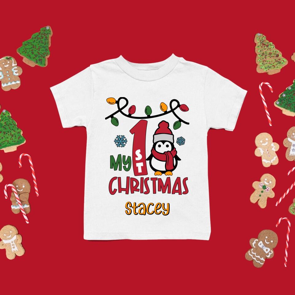 Personalised Christmas T-Shirt for Children - Penguin