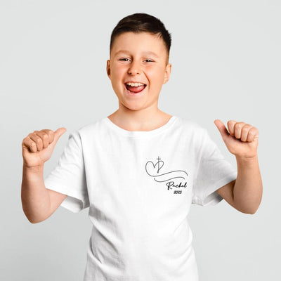 Personalised Unisex Confirmation T-Shirt - Cross & Heart