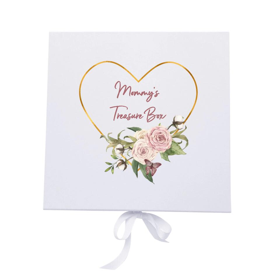 Personalised Floral Heart Keepsake Box - For Any Occasion