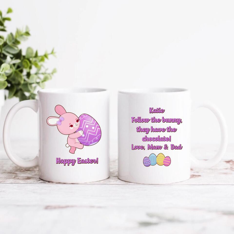 Personalised Easter Mug for Girls - Follow the Bunny
