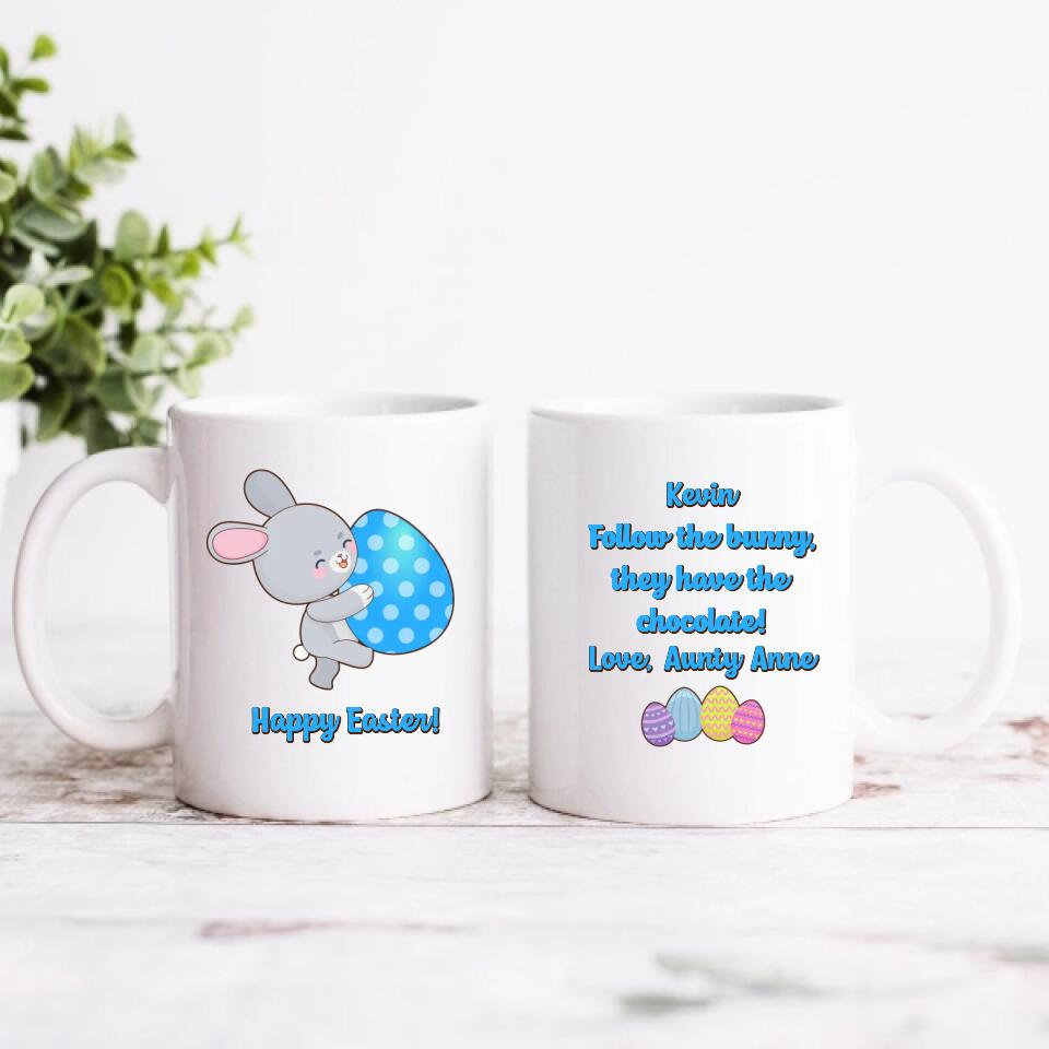 Personalised Easter Mug for Boys - Follow the Bunny