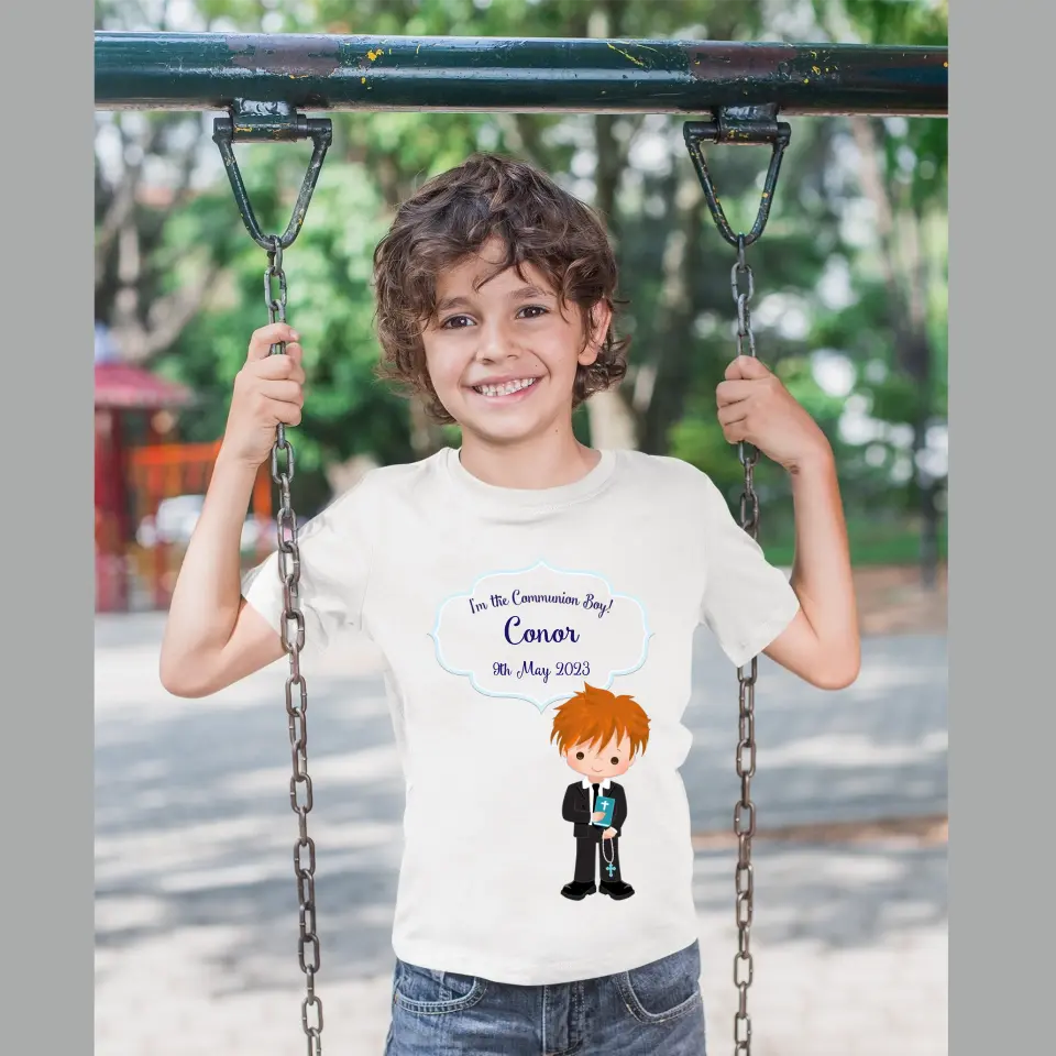 Personalised First Holy Communion T-Shirt for Boys - Style 2