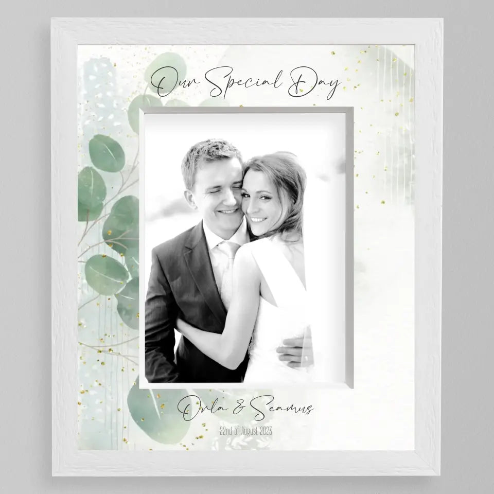 Personalised Wedding Photo Frame - Eucalyptus Mount Customised by You